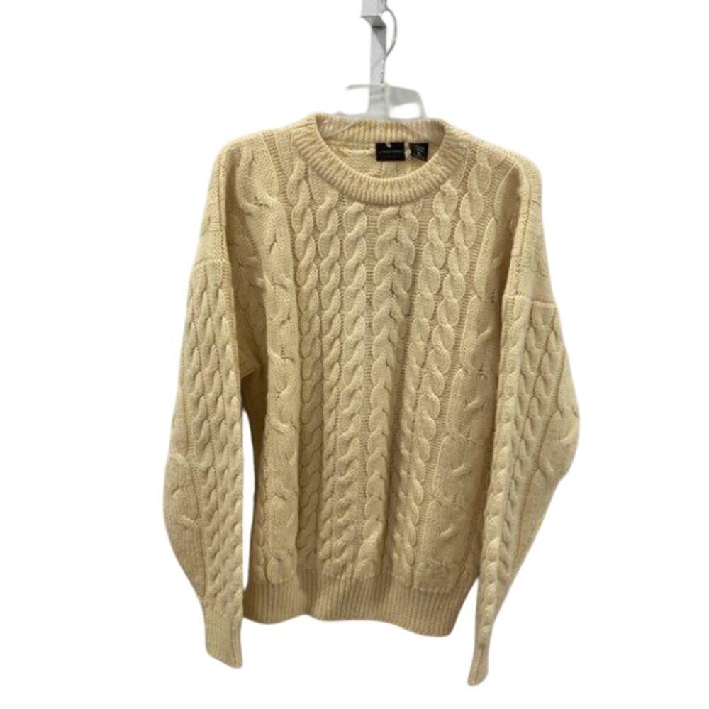 Structure 100% Wool Cable Knit Sweater – Size XL – Vintage Beige